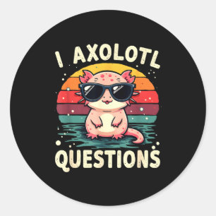 Ik Axolotl Vragen Schattig Grappig Retro Zonsonder Ronde Sticker
