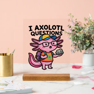 Ik Axolotl Vragen scholier houdt steen nieuwsgieri Acryl Bord