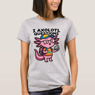 Ik Axolotl Vragen scholier houdt steen nieuwsgieri T-shirt