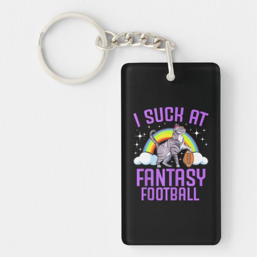 Ik baal van Fantasy Football Cat Rainbow Kitten Sleutelhanger (Voorkant)