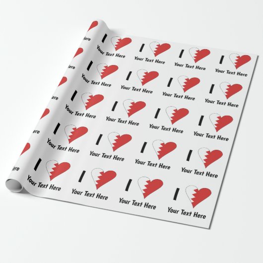Ik (Bahreinse Hart Vlag) Persoonlijk Cadeaupapier (Uitgerold)