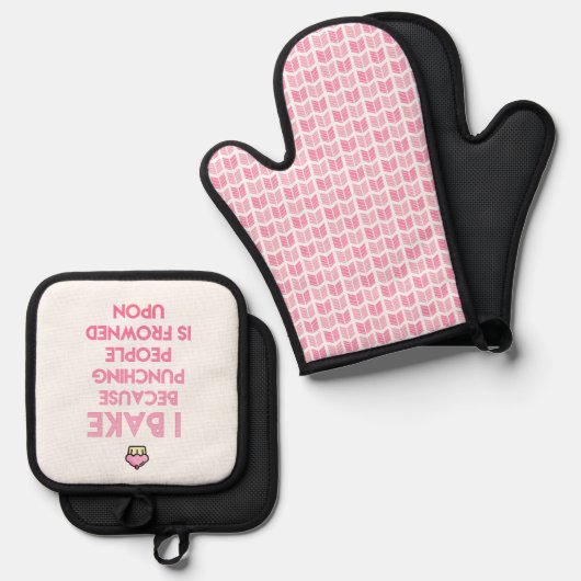 Ik bak! Funny Baking Quote Ovenwant & Pannenlap Set (Voorkant / Achterkant)