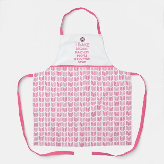 Ik bak! Funny Baking Quote & Roze Aztec Pattern Schort (Voorkant)