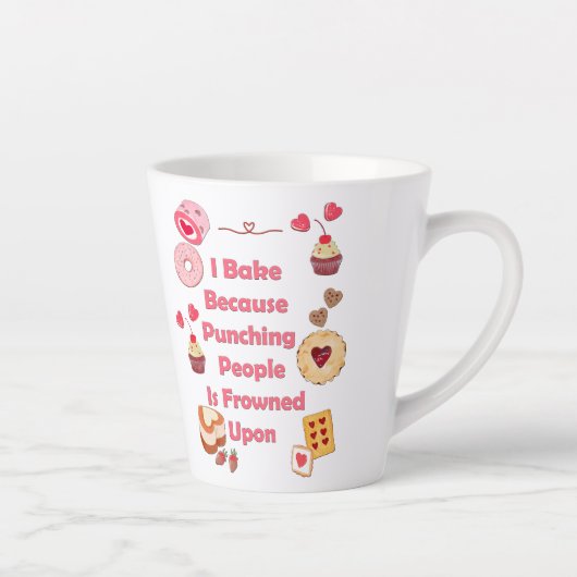 Ik bak omdat mensen gestraft worden latte mok (Rechts)