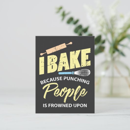 Ik bak omdat mensen slaan wordt afgekeurd briefkaart (Staand voorkant)