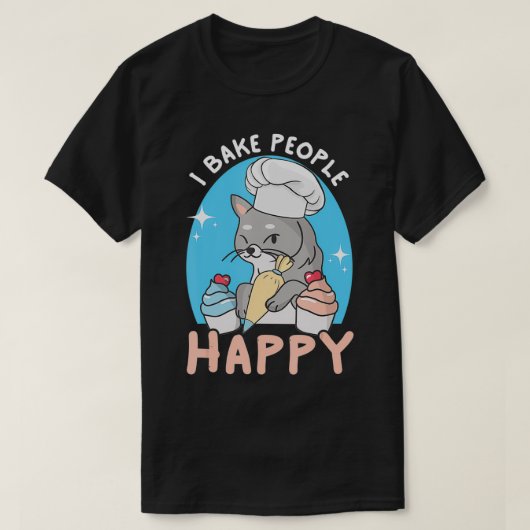 Ik Bake People Happy Funny Chef Feline Cat Baking T-shirt (Design voorkant)