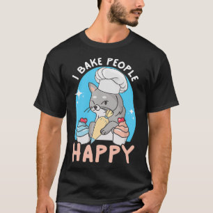 Ik Bake People Happy Funny Chef Feline Cat Baking T-shirt