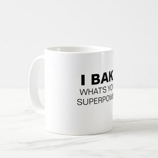 Ik Bake. Wat is jouw Superpower? Mok (Voorkant links)