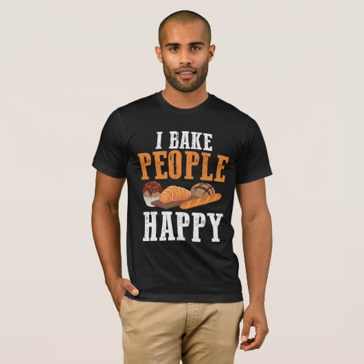 Ik baken mensen Happy Baking Pastry Chef Baker T-shirt (Voorkant volledig)