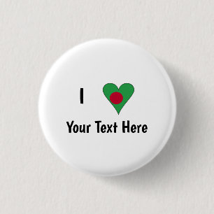 Ik (Bangladesh Hart Vlag Liefde) Persoonlijk Ronde Button 3,2 Cm