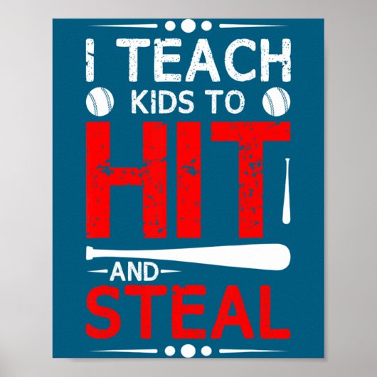 Ik Baseball Les Slaan Stelen Sport Poster (Voorkant)