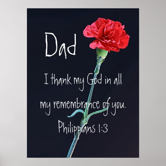 Ik bedank mijn God bijbelvers voor pap rode annati Poster (Voorkant)