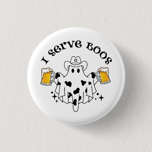 Ik bedien Boos! Bartender spooky Ronde Button 3,2 Cm (Voorkant)