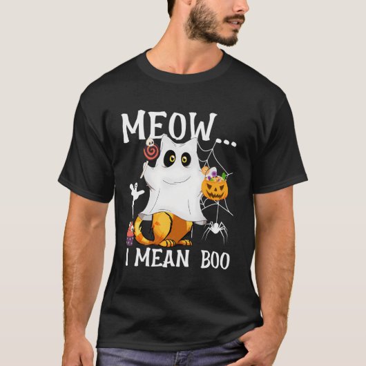 Ik bedoel Boo Cat Halloween T-shirt (Voorkant)