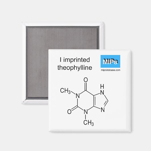 Ik bedrukte theofylline magnet (Voorkant / Achterkant)