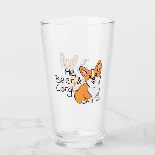 Ik, Beer en Corgi Beer Glas (Voorkant)