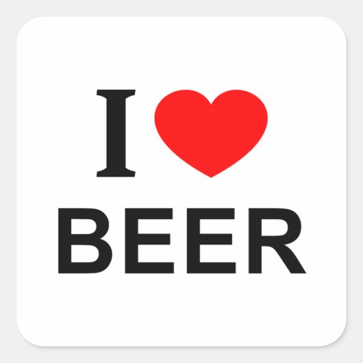 Ik ❤️ BEER IK HOOP VAN BEER I HEART BEER Vierkante Sticker (Voorkant)