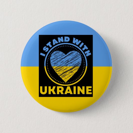 IK BEGIN MET OEKRAÏNE - STEUN RONDE BUTTON 5,7 CM (Voorkant)