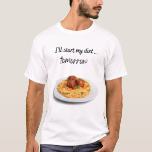 Ik begin mijn Diet Morgen met Spaghetti T-shirt