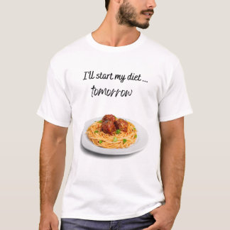 Ik begin mijn Diet Morgen met Spaghetti T-shirt