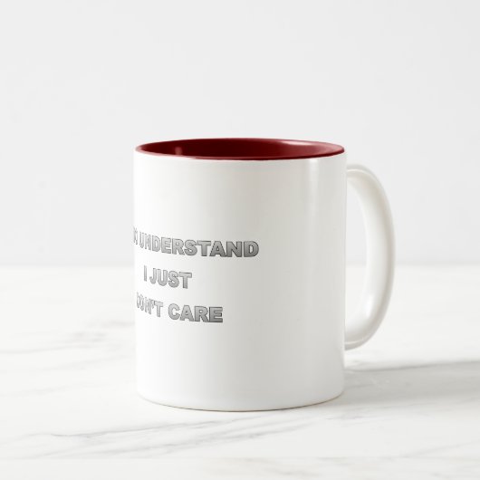 Ik begrijp dat het me niets kan schelen tweekleurige koffiemok (Voorkant rechts)