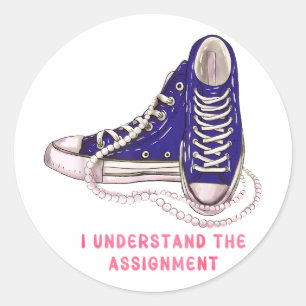 Ik begrijp de opdracht Blue Sneakers Art Ronde Sticker