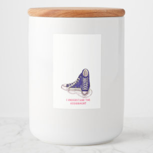 Ik begrijp de opdracht Blue Sneakers Art Voedselcontainer Etiket