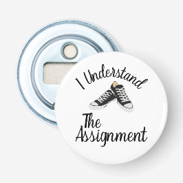 Ik begrijp de opdracht Stem Blauw Rally Gift Button Flesopener