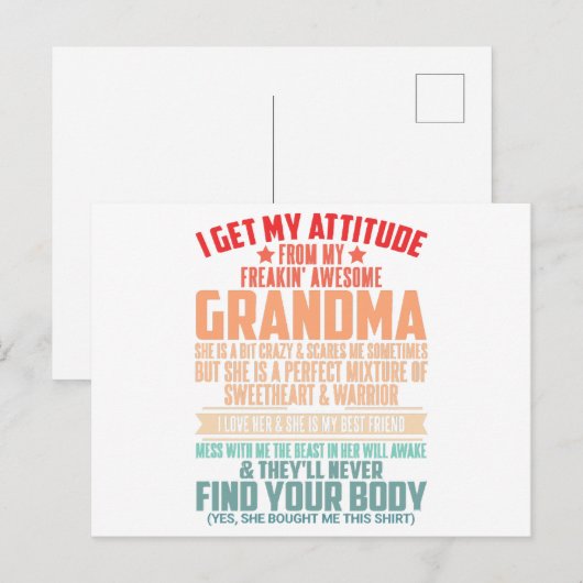 IK BEGRIJP MIJN HOUDING VAN MIJN GEWELDIGE OMA BRIEFKAART (Voorkant / Achterkant)