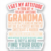 IK BEGRIJP MIJN HOUDING VAN MIJN GEWELDIGE OMA STICKER (Voorkant)