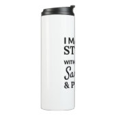 Ik beheer stress - koolhydraten, sarcasme - kussen thermosbeker (Gedraaid links)