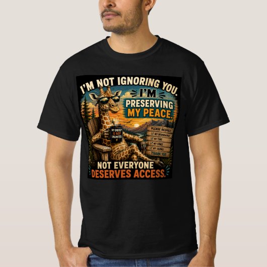 Ik behoud mijn vrede – Grappige giraffe T-shirt (Voorkant)