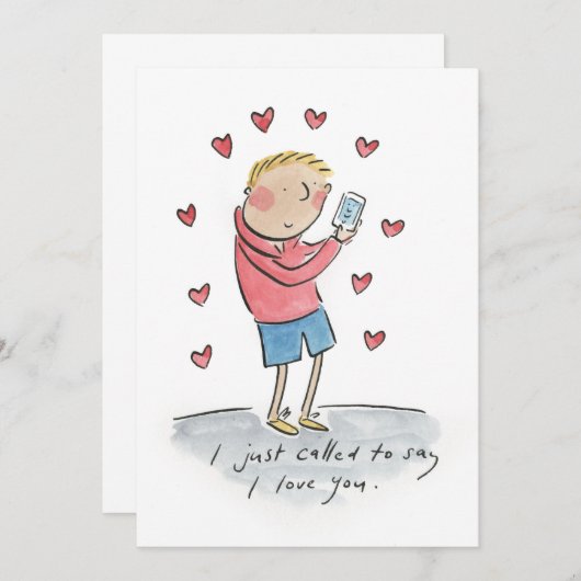 Ik belde om te zeggen dat ik van je hou kaart (Voorkant / Achterkant)