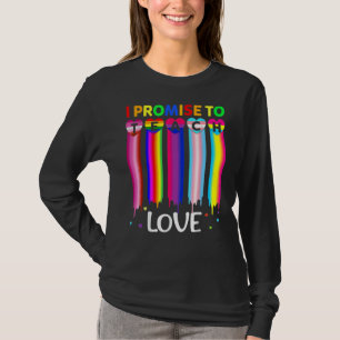 Ik beloof dat ik Love Proud Ally Teacher LGBT Q za T-shirt