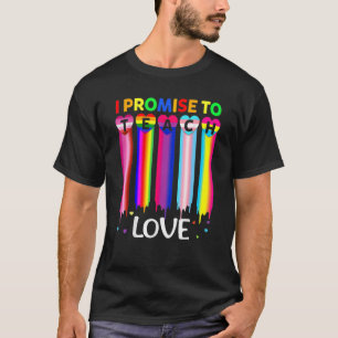 Ik beloof dat ik Love Proud Ally Teacher LGBT Q za T-shirt