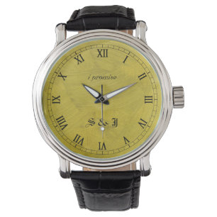 Ik beloof geborstelde gouden monogram polshorloge horloge