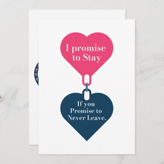 Ik beloof te blijven, als jij belooft nooit weg te feestdagenkaart (Voorkant / Achterkant)