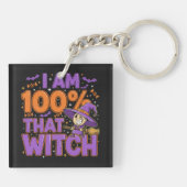 Ik ben 100% die heks Halloween plezier Sleutelhanger (Achterkant)