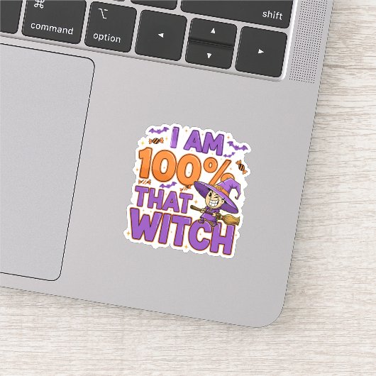 Ik ben 100% die heks Halloween plezier Sticker (Detail)