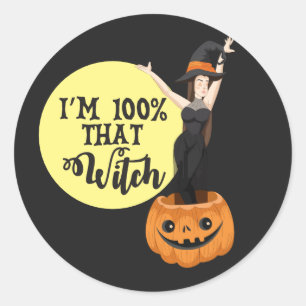 Ik ben 100% die heks Halloween Ronde Sticker