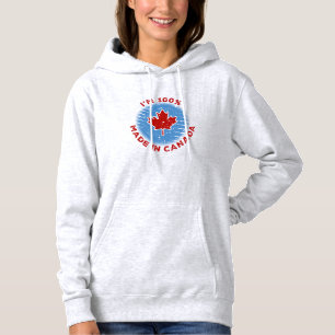 Ik ben 100% Made in Canada Slogan voor trotse Cana Hoodie