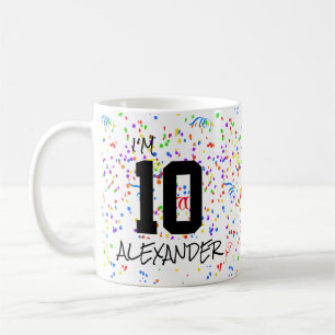 Ik ben 10 Add Name and Photo Confetti Birthday Cof Koffiemok