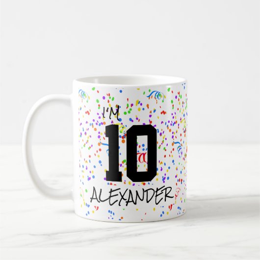Ik ben 10 Add Name and Photo Confetti Birthday Cof Koffiemok (Links)