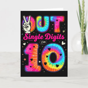 Ik ben 10 cijfers Tie Dye Peace Out Eencijferige G Kaart