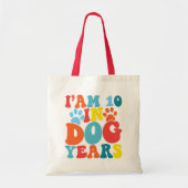 Ik ben 10 in hondenjaren 70e verjaardag Groovy hon Tote Bag (Voorkant)