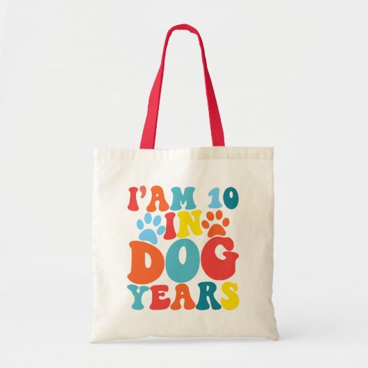 Ik ben 10 in hondenjaren 70e verjaardag Groovy hon Tote Bag (Voorkant)