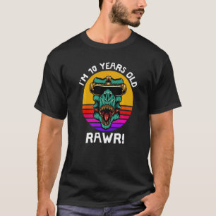 Ik ben 10 jaar oud Rawr Retro Dinosaur Sunset 10th T-shirt