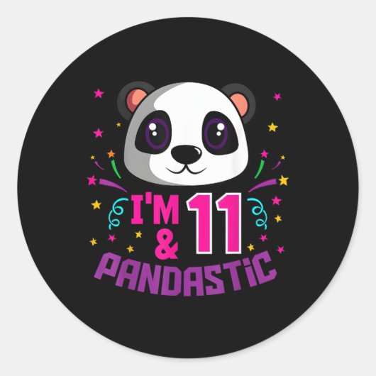 Ik ben 11 Pandastic Py Panda Bday Celebration Ronde Sticker (Voorkant)