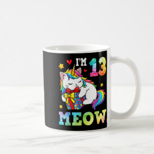 Ik ben 13 jaar oud Meow Kat Eenhoorn 13e verjaarda Koffiemok