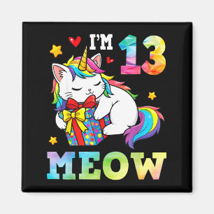 Ik ben 13 jaar oud Meow Kat Eenhoorn 13e Verjaarda Magneet